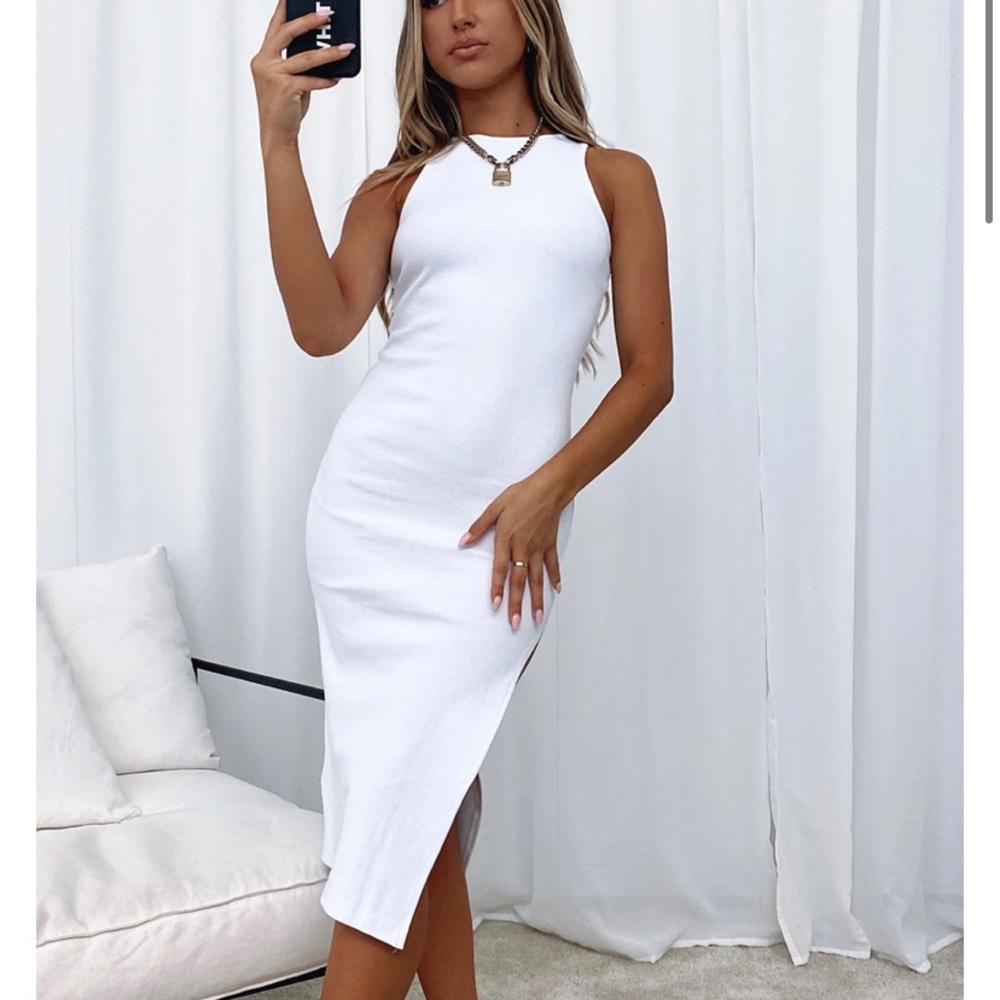 White Fox Boutique Midi Slit Dress